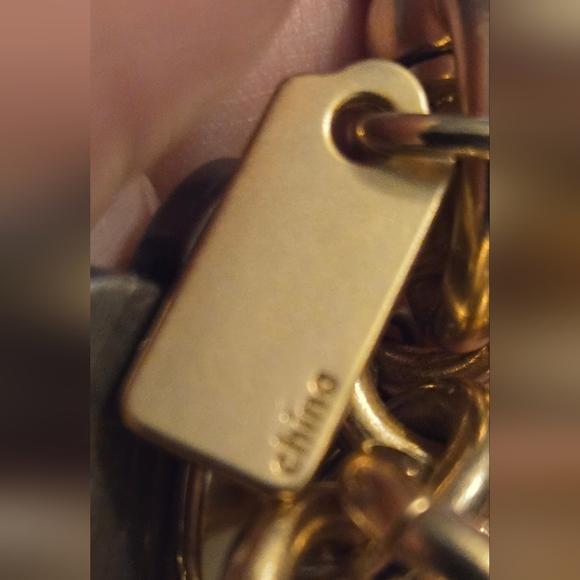 Coach Goldtone C Logo Tea Rose Flower Purse Bag Charm Keychain Rhinestone *flaw* - Picture 12 of 16